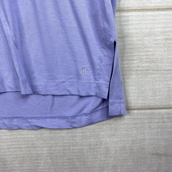 Banana Republic T-Shirt XL Womens Purple Cozy Slub V Neck Cuffed Short Sleeve - Picture 6 of 9